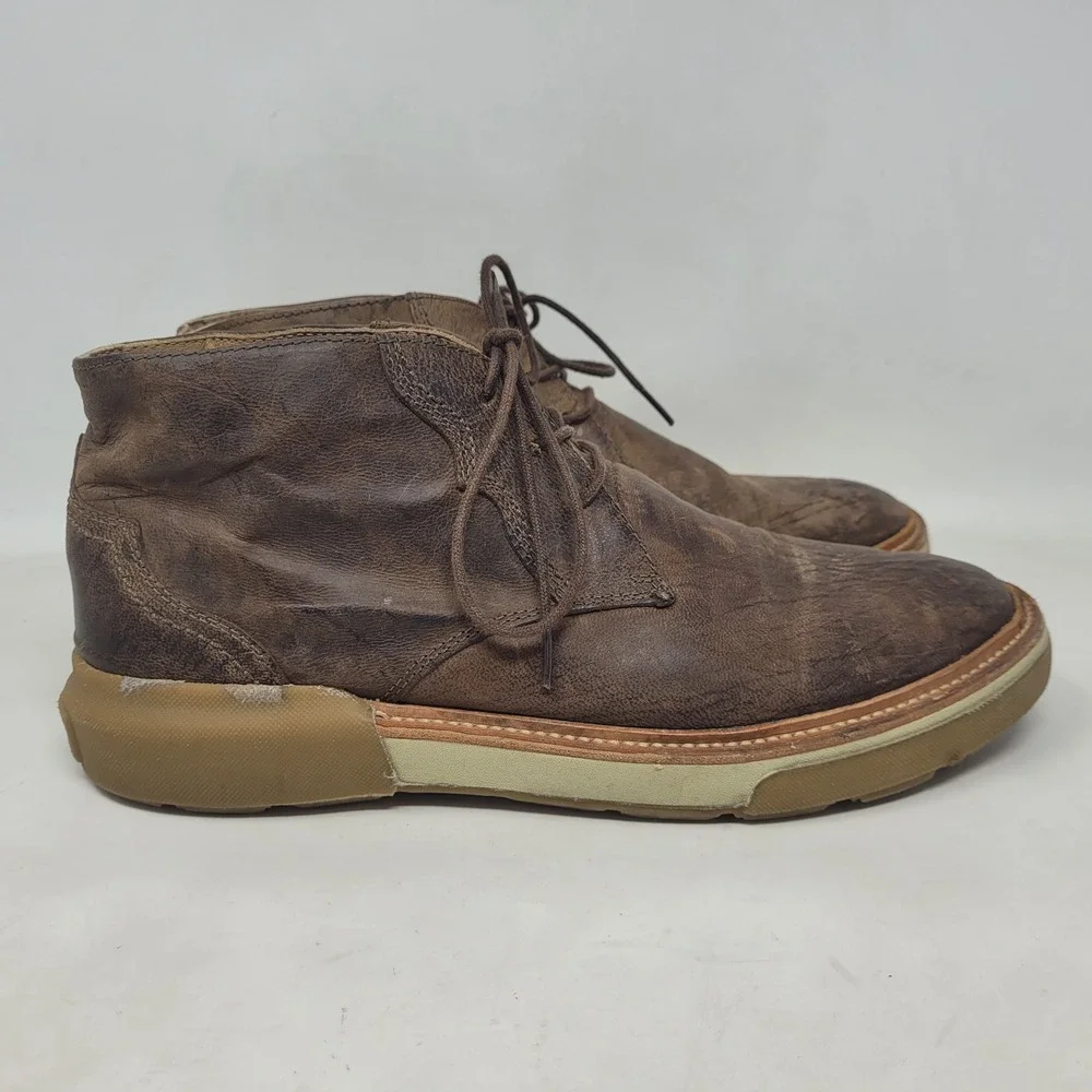 Lucchese Boots 9.5M Brown Leather After Ride Chukka Lace Up Artisan Handcrafted